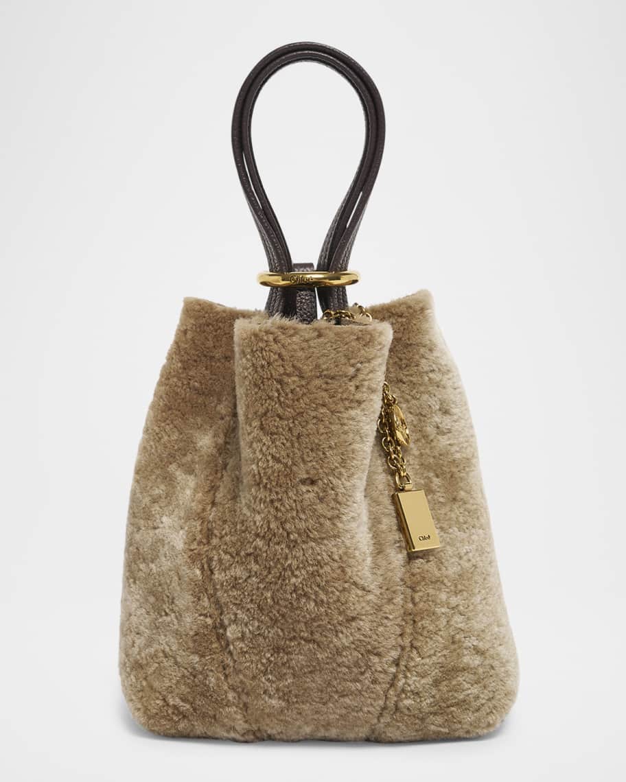 Chloe Spin Mini Shearling Bucket Bag | Neiman Marcus