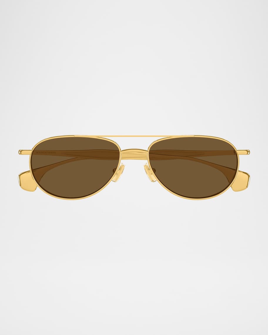 Bottega Veneta Fin 53mm Metal Aviator Sunglasses | Neiman Marcus