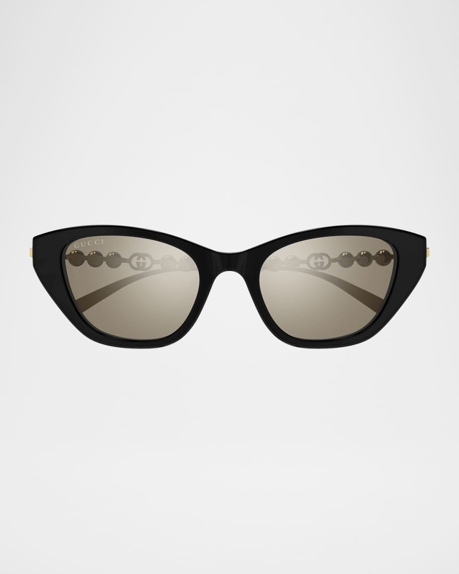 Gucci Pearls and Strass 50mm Acetate Cat-Eye Sunglasses | Neiman