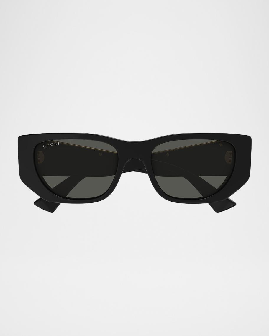 Gucci Subtle Web 53mm Geometric Acetate Sunglasses | Neiman Marcus