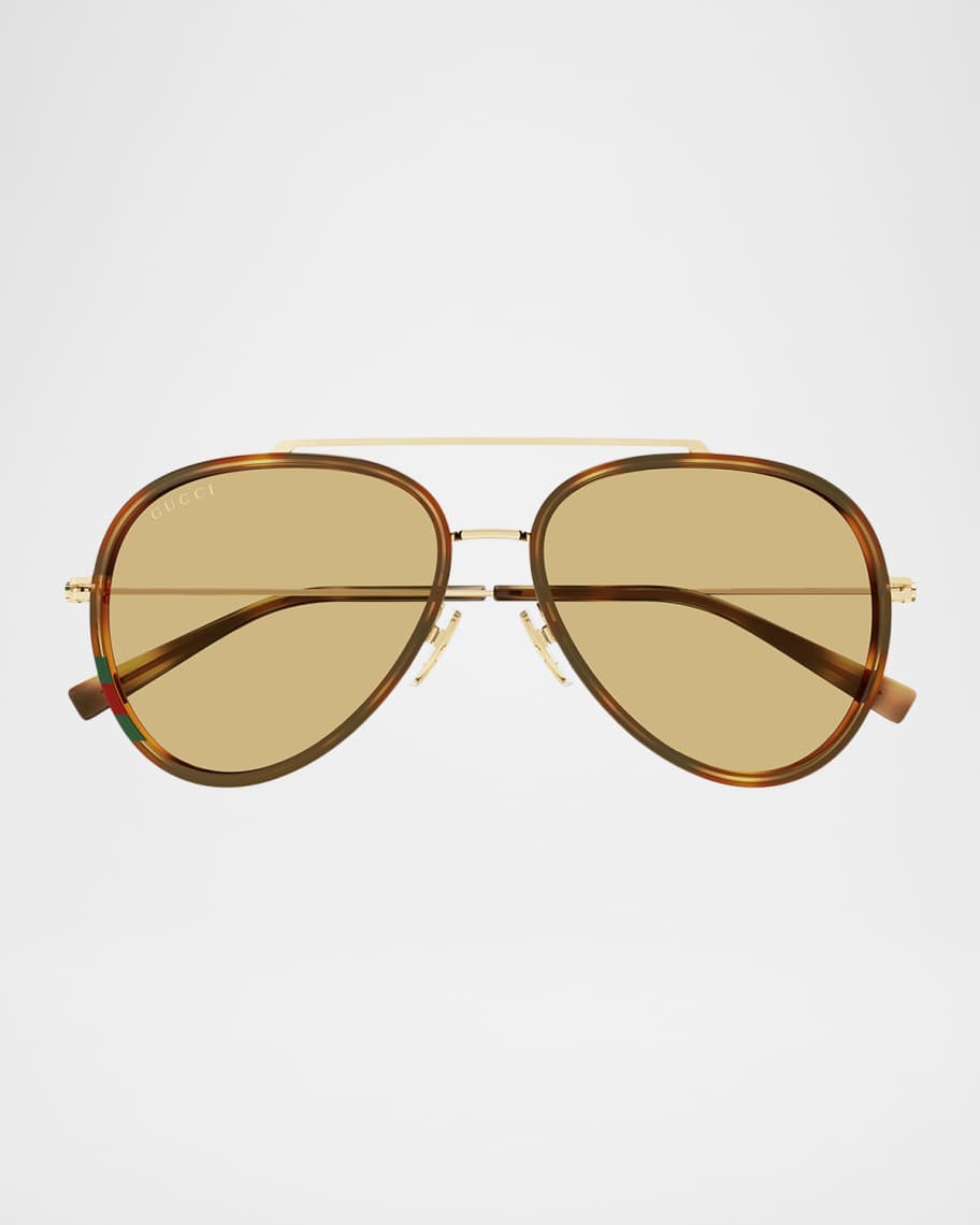 Gucci GG Tiny 56mm Acetate & Metal Aviator Sunglasses | Neiman Marcus