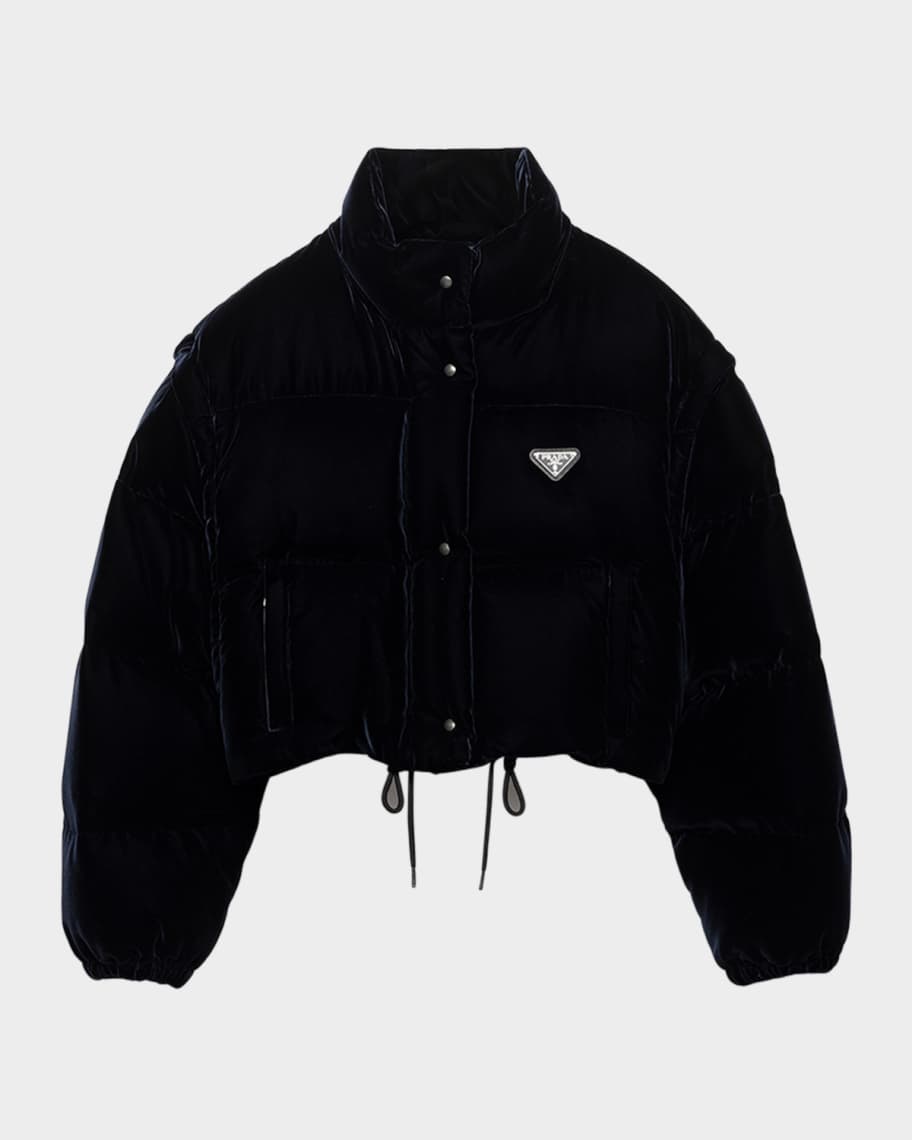Prada Cropped Velvet Down Jacket | Neiman Marcus