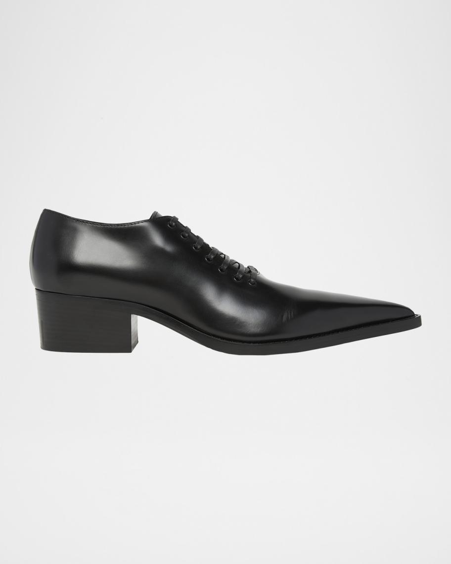 McQueen Men's Leather Pointed-Toe Derby Shoes | Neiman Marcus