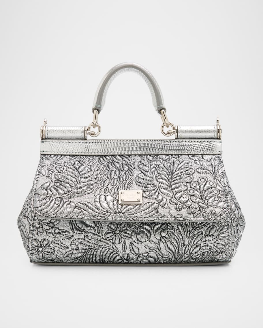 Dolce&Gabbana Sicily Small Metallic Brocade Top-Handle Bag
