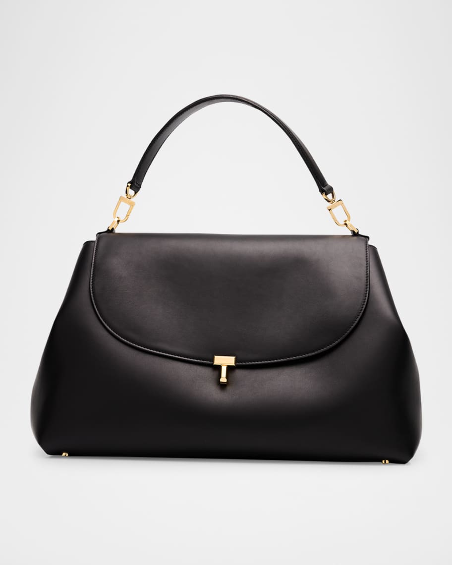 Toteme T-Lock Smooth Calf Leather Satchel Bag | Neiman Marcus
