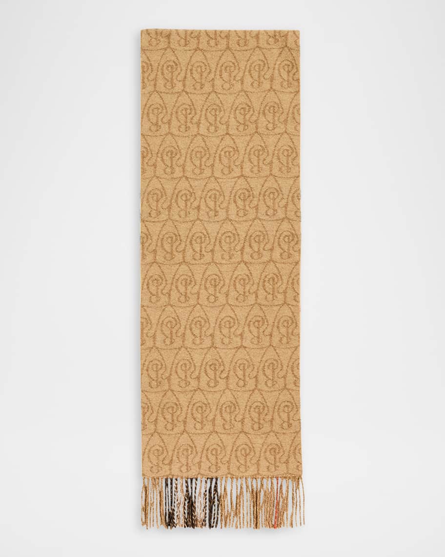 Burberry Men's Reversible B Charm and Giant Check Wool Scarf