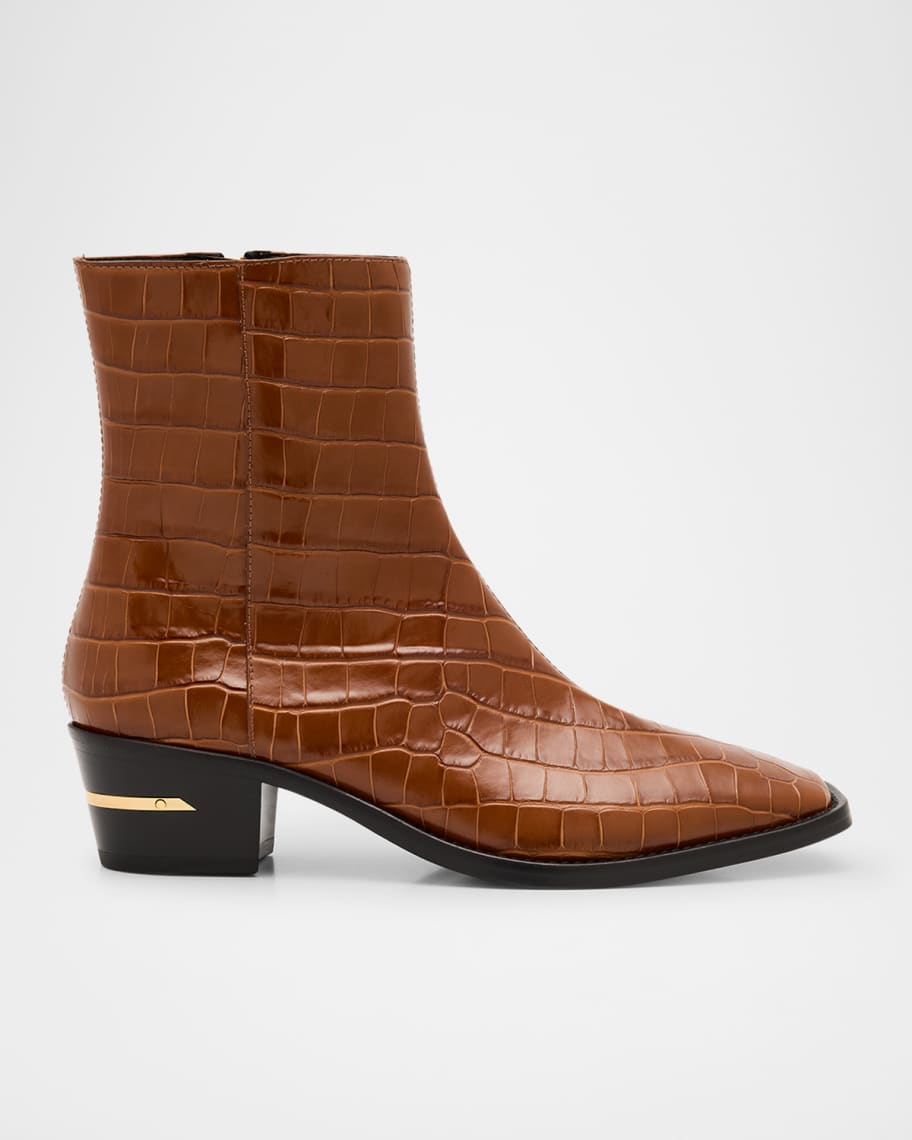 amiri サイドジップ　ブーツ Amiri Men's Croc-Effect Leather Zip Ankle Boots | Neiman Marcus