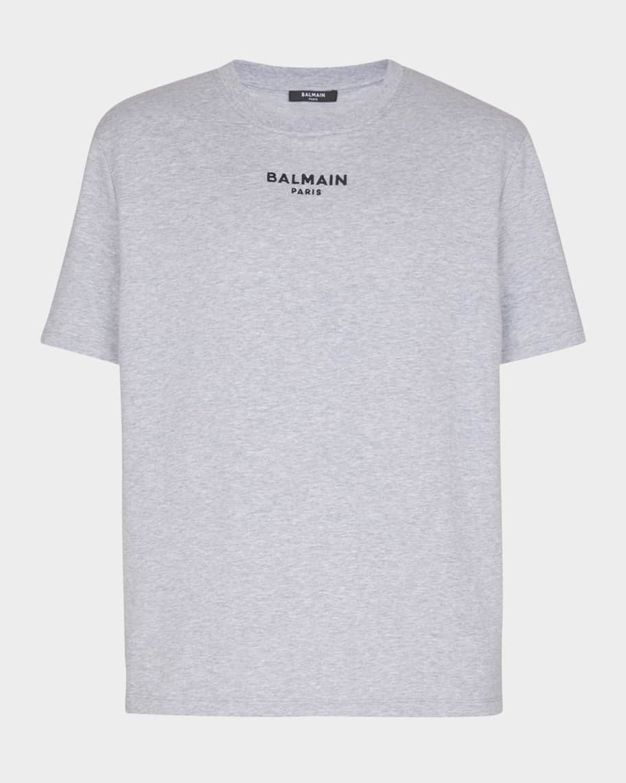 Balmain Men's Embroidered Small Logo Heathered T-Shirt