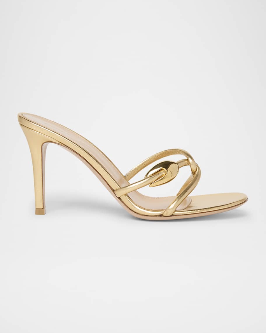Gianvito Rossi Metallic Serpent Twist Ankle-Strap Sandals | Neiman