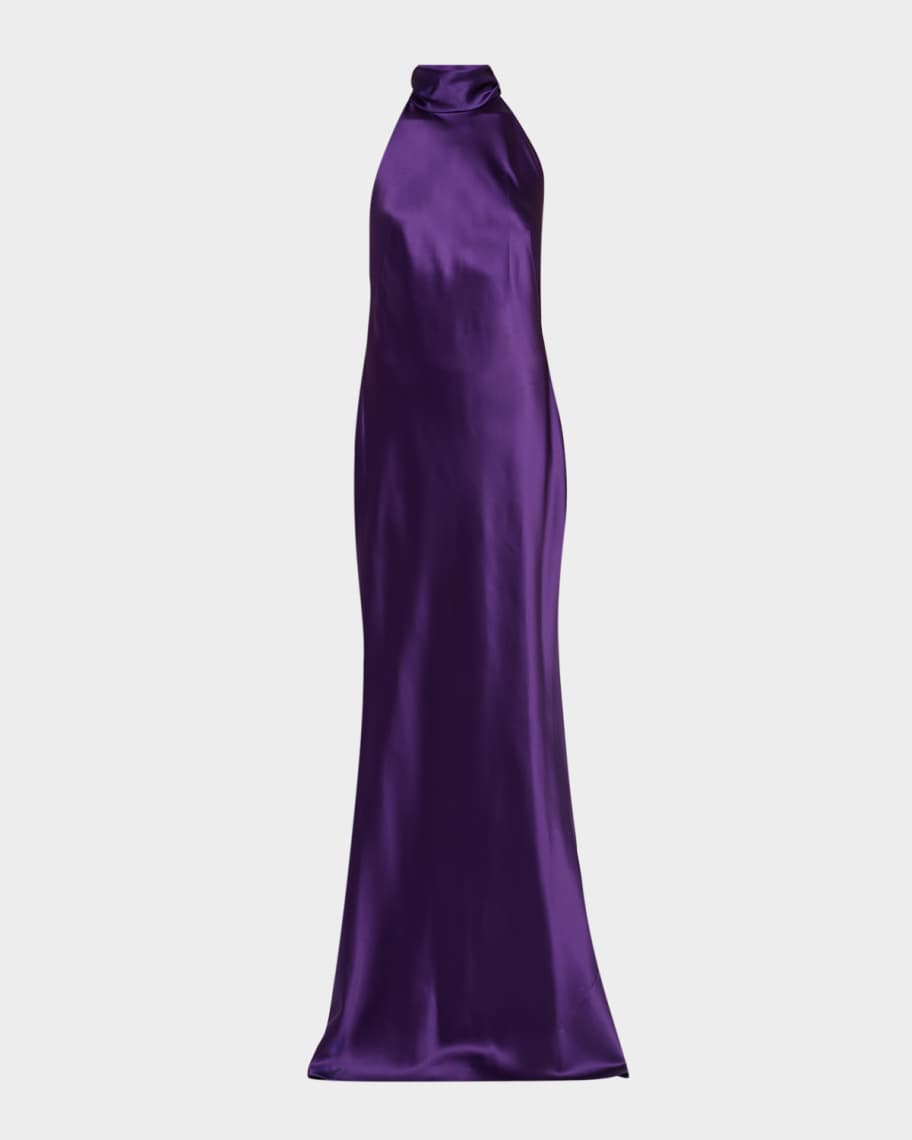Ralph Lauren Collection Chilton Halter Stretch Satin Evening Dress | Neiman  Marcus