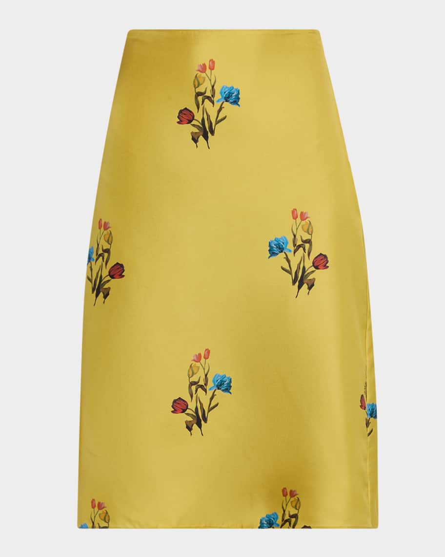 Marni Floral Silk A-Line Skirt | Neiman Marcus