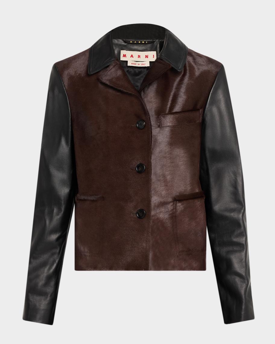 Marni Pony-Hair And Leather Jacket | Neiman Marcus