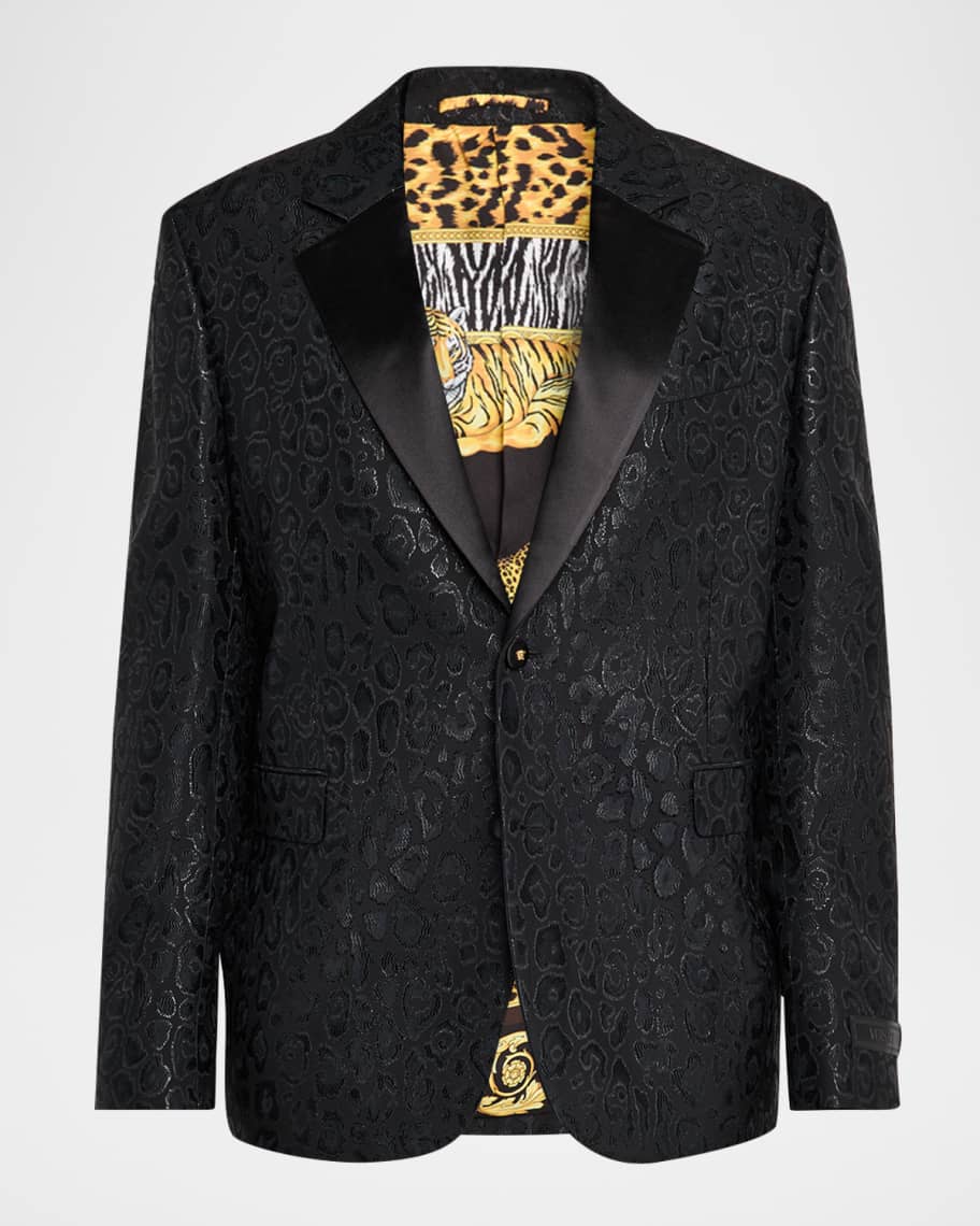 Versace Men's Leopard Jacquard Single-Breasted Blazer