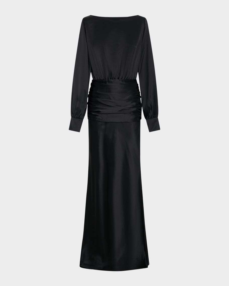 NICHOLAS Samina Open-Back Fluid Satin Gown | Neiman Marcus