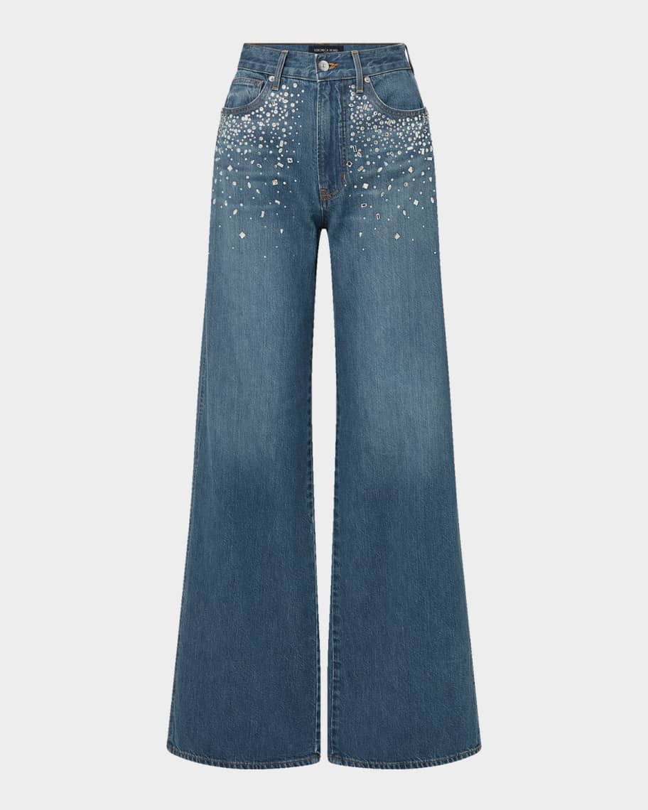 Veronica Beard Exclusive Kasey Embellished Wide-Leg Jeans | Neiman