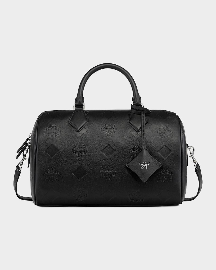 希少✨MCM 2way Boston Bag Leather Black MCM Ella Boston Visetos Leather Crossbody Bag | Neiman Marcus
