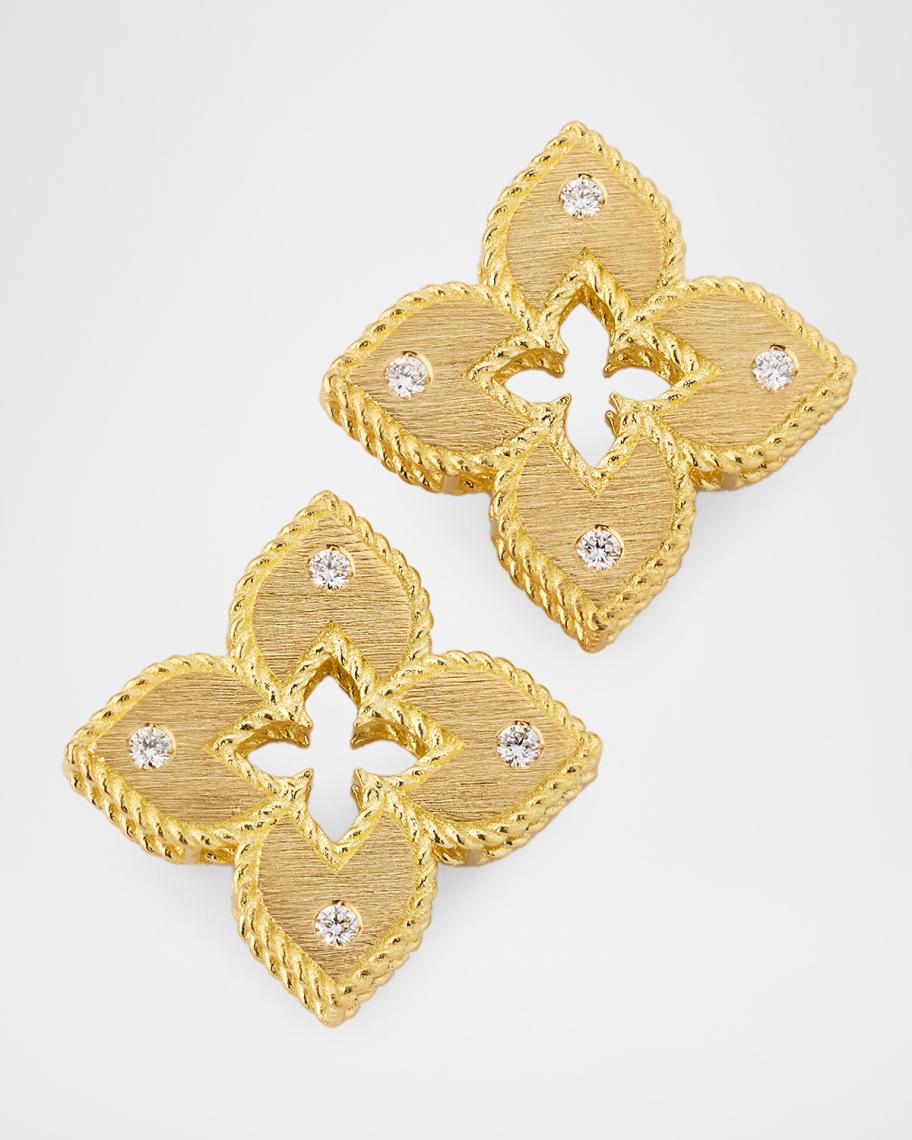 Roberto Coin Venetian Princess 18K Yellow Gold Diamond Stud Earrings ...