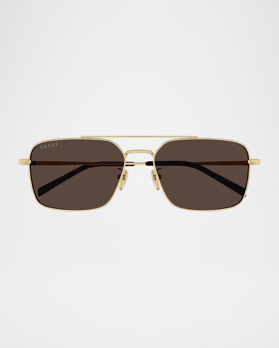 Gucci Men's Petit GG 58mm Metal Navigator Sunglasses | Neiman Marcus