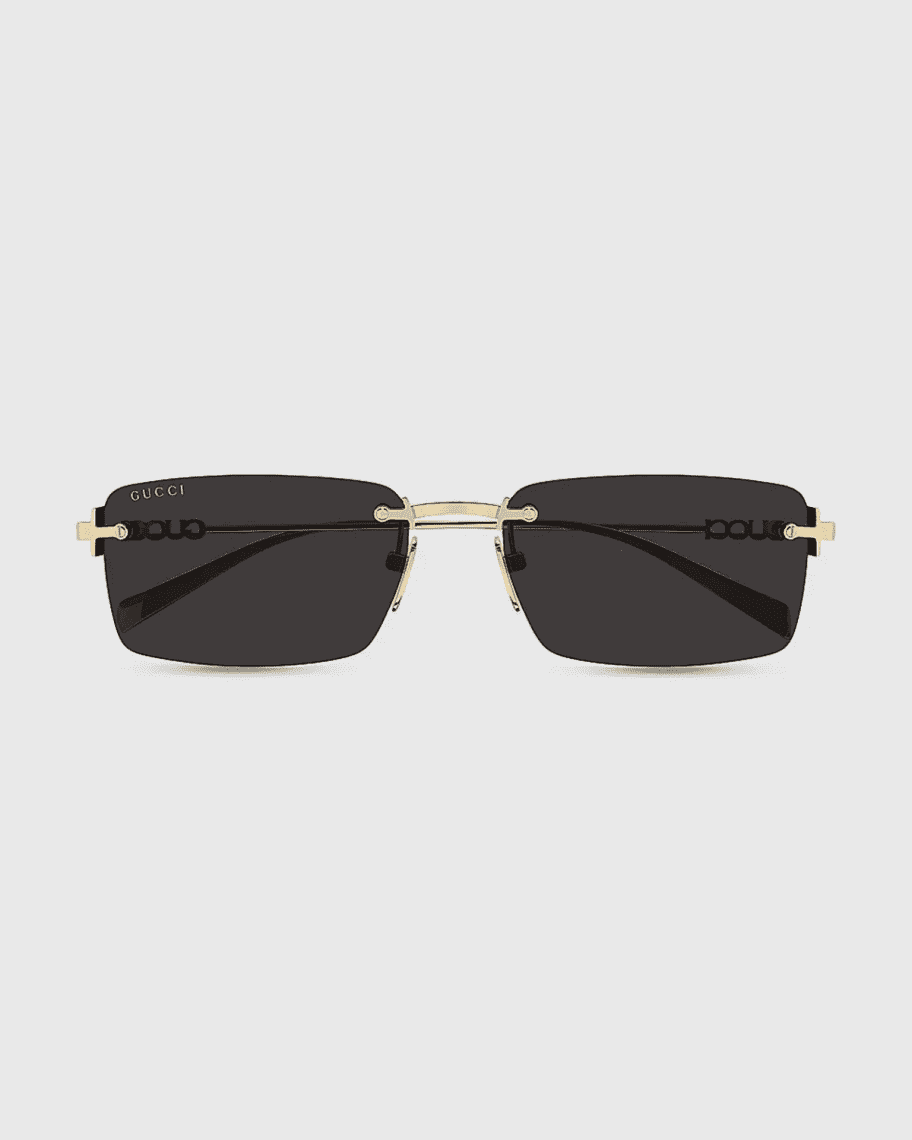 Gucci Gucci Block 56mm Rimless Rectangular Metal Sunglasses
