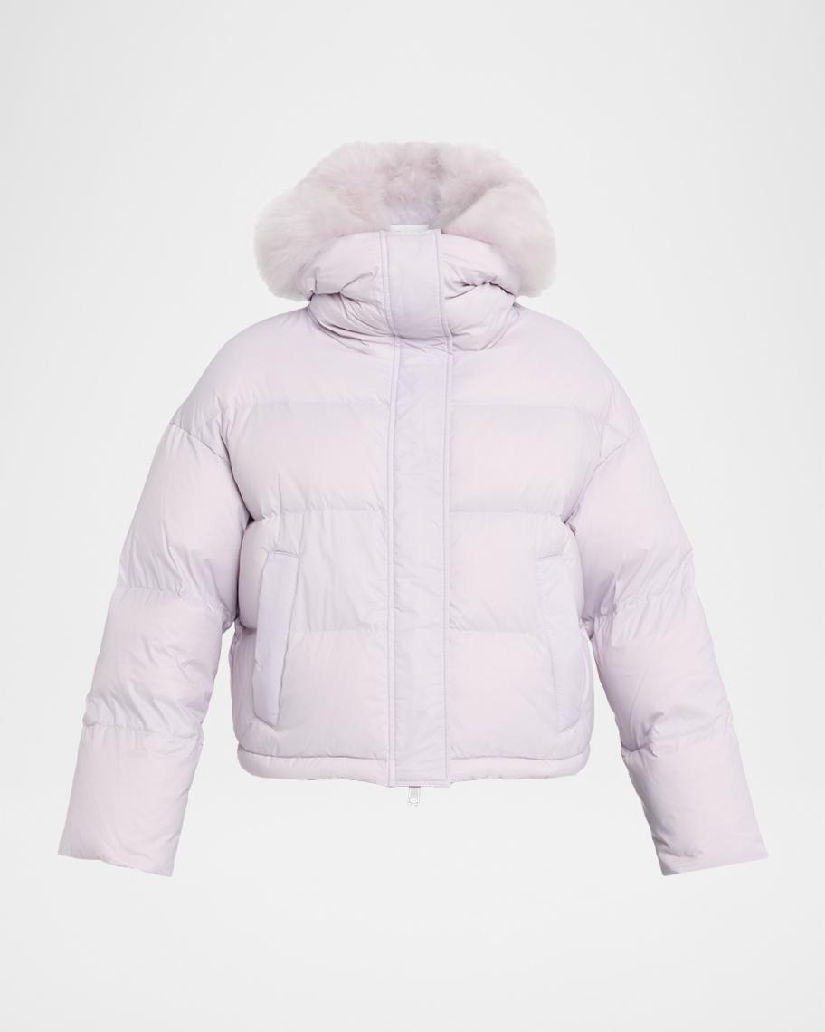 Yves Salomon Short Down Jacket with Removable Fur Trim | Neiman Marcus