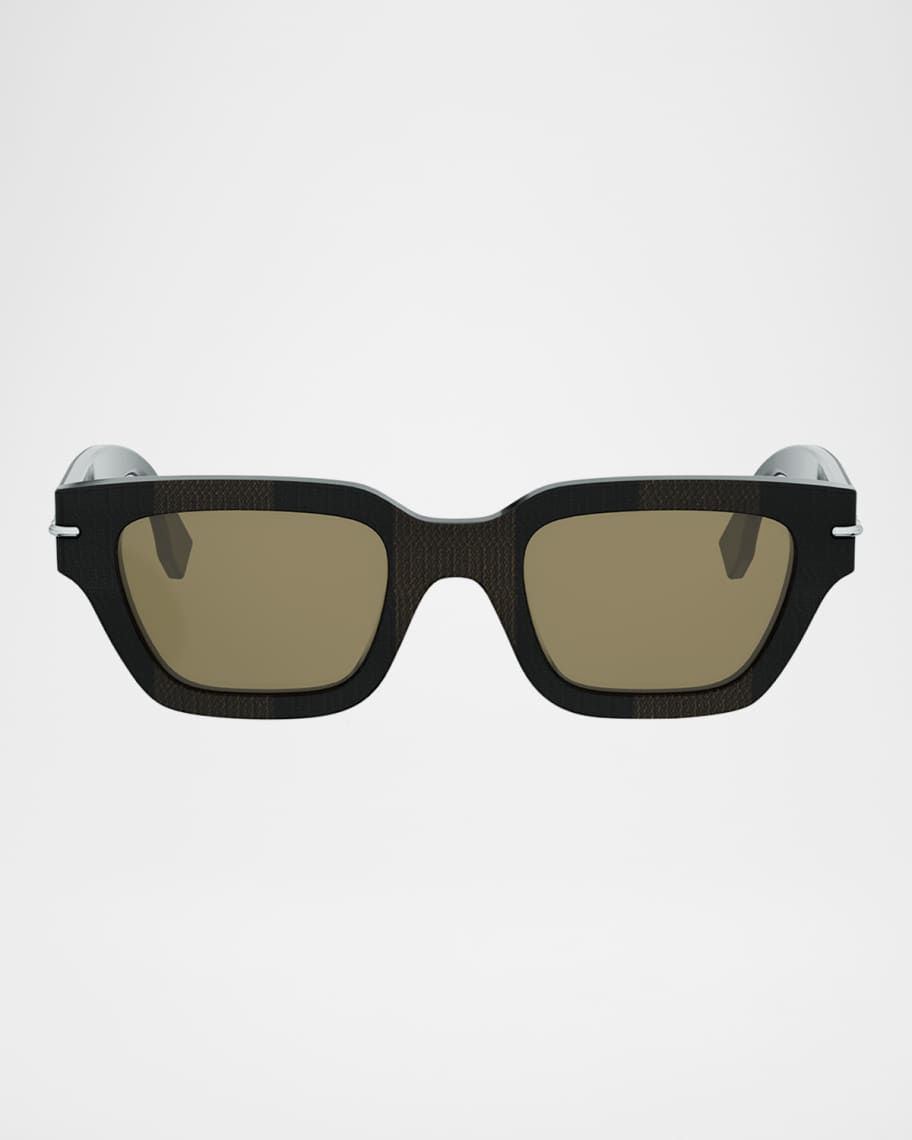 サンディ・ラム/フェイス・アンド・プレイス Fendi Men's Selleria Acetate Three-Stitch Rectangle Sunglasses