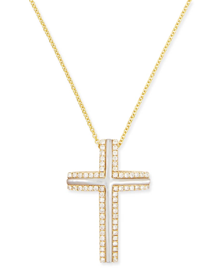 Frederic Sage Large 18k Yellow Gold Cross Necklace with Mother-of-Pearl ...