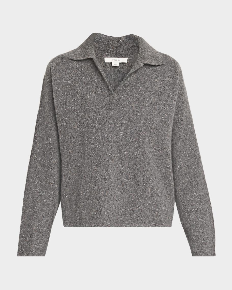 Vince Donegal Plush Cashmere Dolman-Sleeve Polo Sweater | Neiman