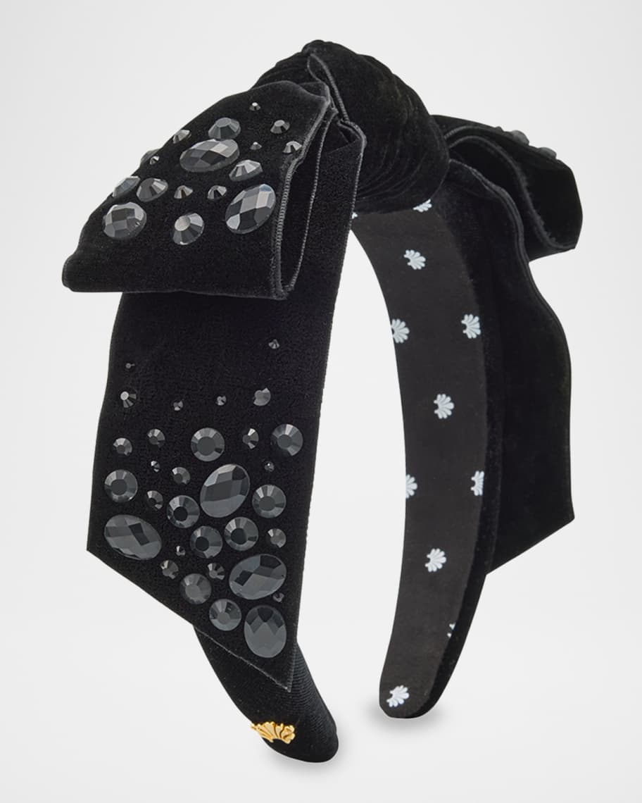 Lele Sadoughi Shirley Crystal-Embellished Velvet Headband | Neiman