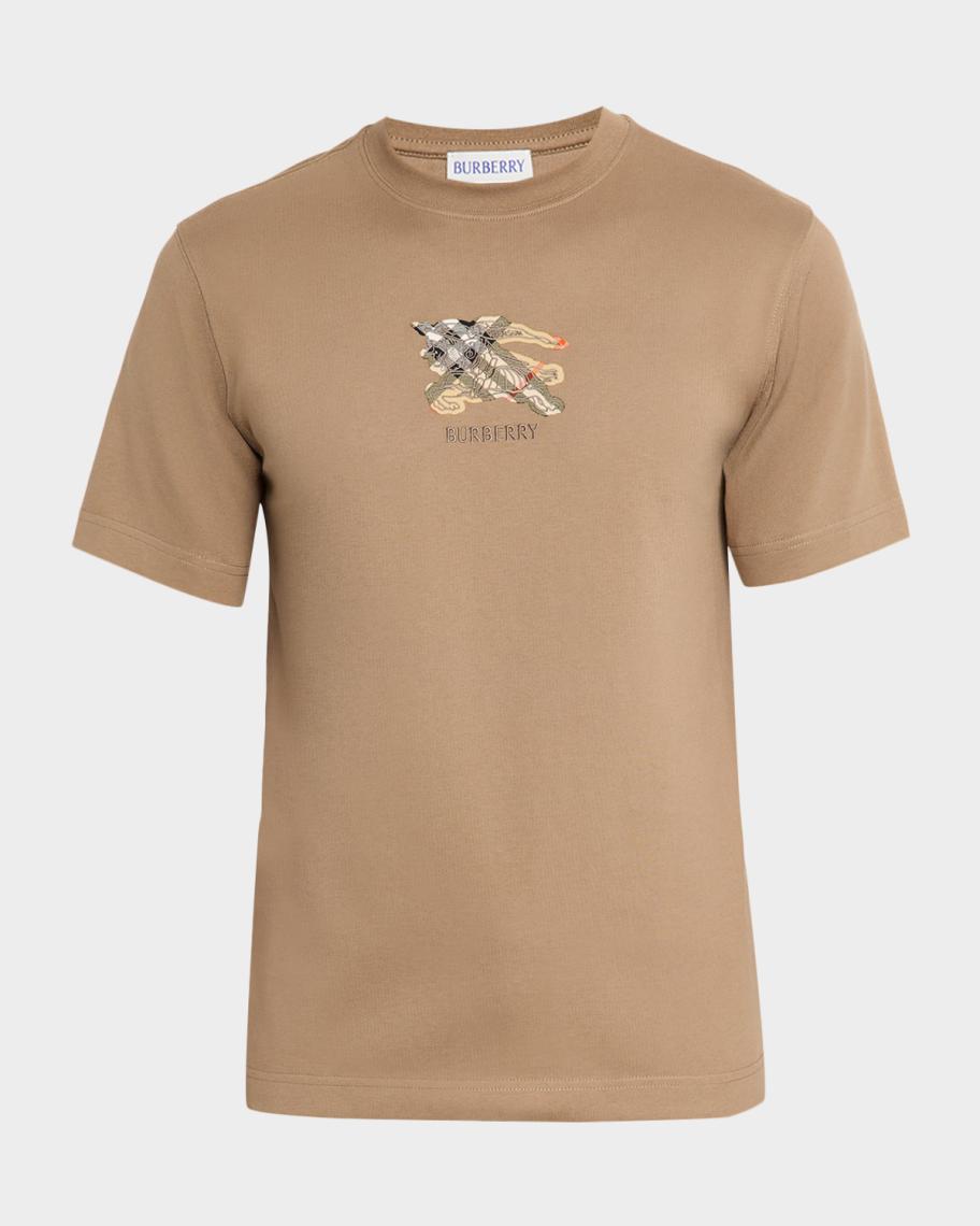 Burberry Men's Embroidered EKD Check Logo Slim-Fit Cotton T-Shirt
