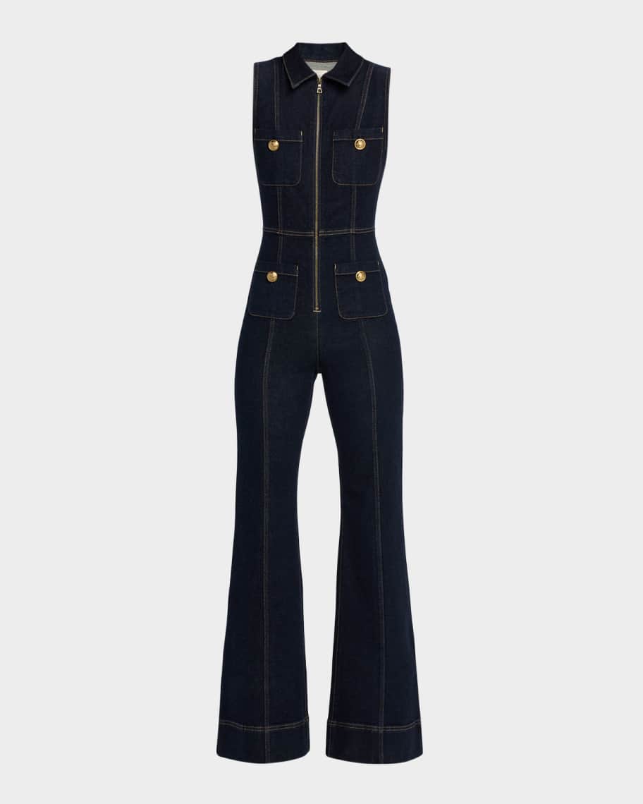 Alice + Olivia Rachel Sleeveless Denim Jumpsuit | Neiman Marcus
