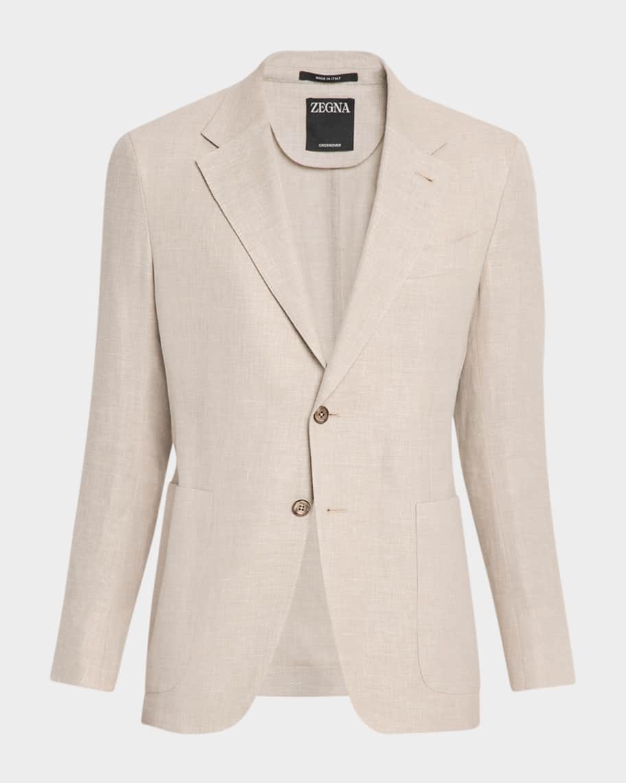 ZEGNA Men's Crossover Linen and Wool Single-Breasted Sport Coat
