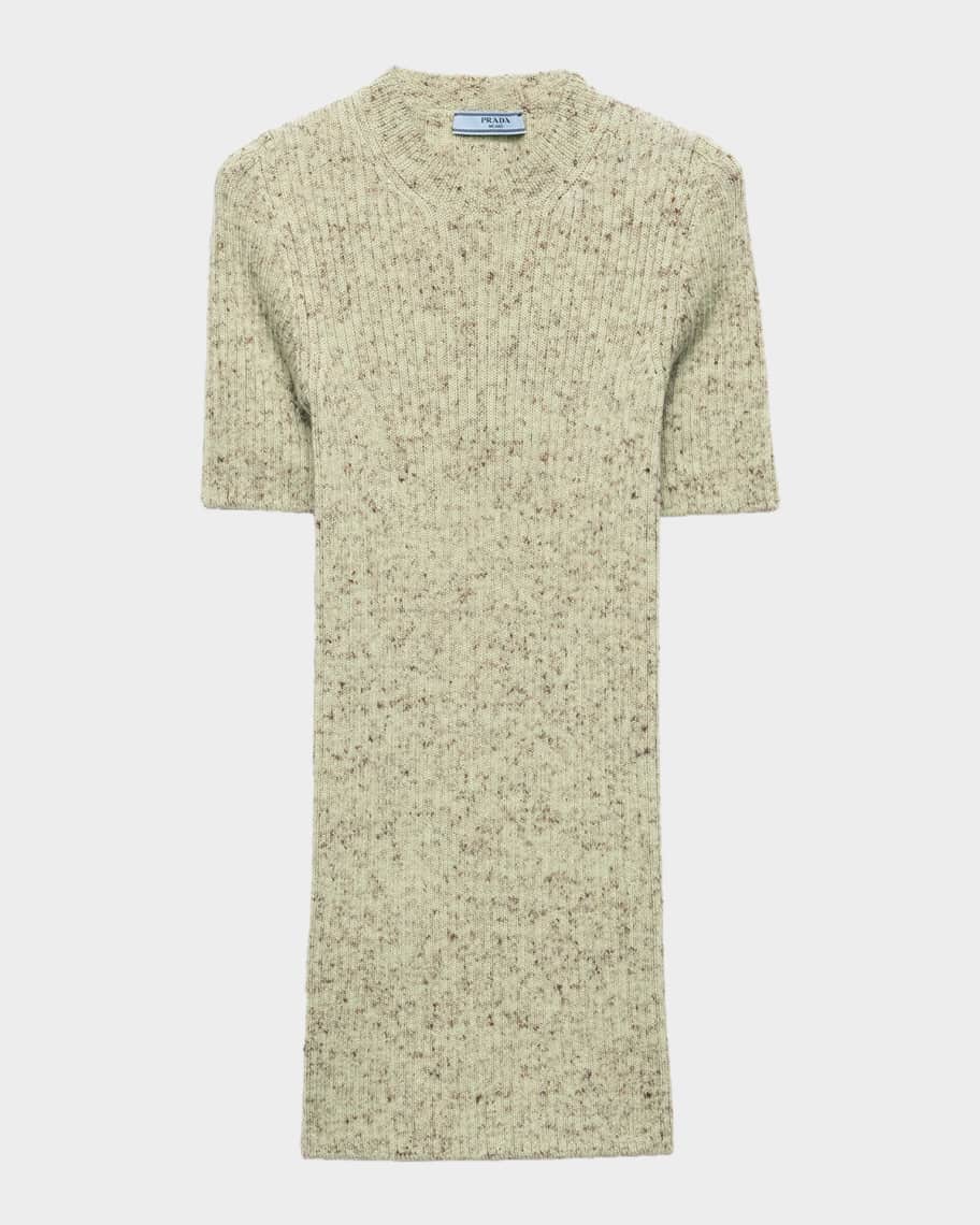 Prada Short-Sleeved Ribbed Knit Sweater | Neiman Marcus