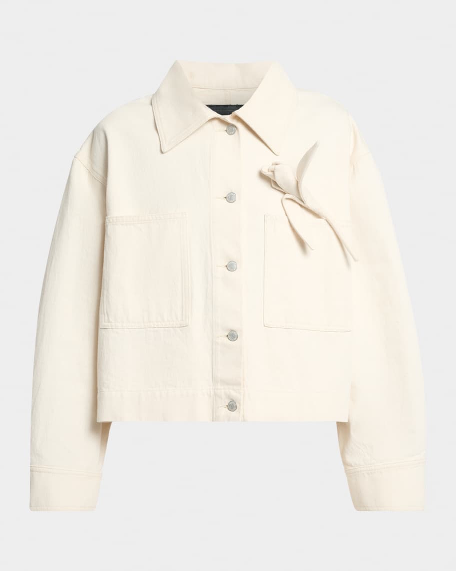 ジャケット・アウター leinwande Tulip Denim Jacket Erdem Tulip Applique Oversized Denim Jacket | Neiman Marcus