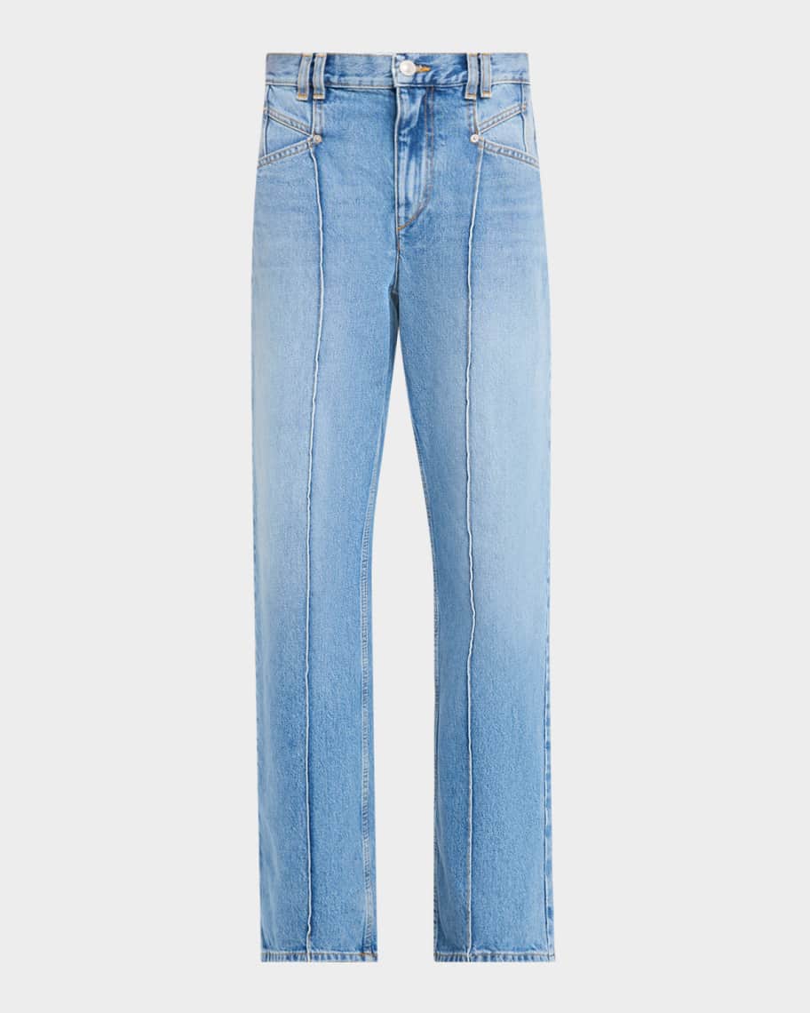 Isabel Marant Drolane Pintuck Straight-Leg Jeans | Neiman Marcus