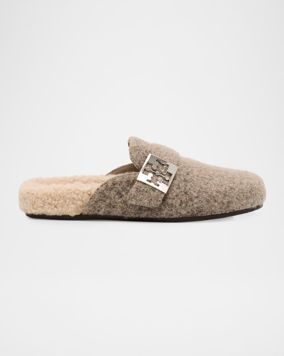 MULES ATTACHED TRIANGLE LOGO IN BLACK SHEARLING main image 0