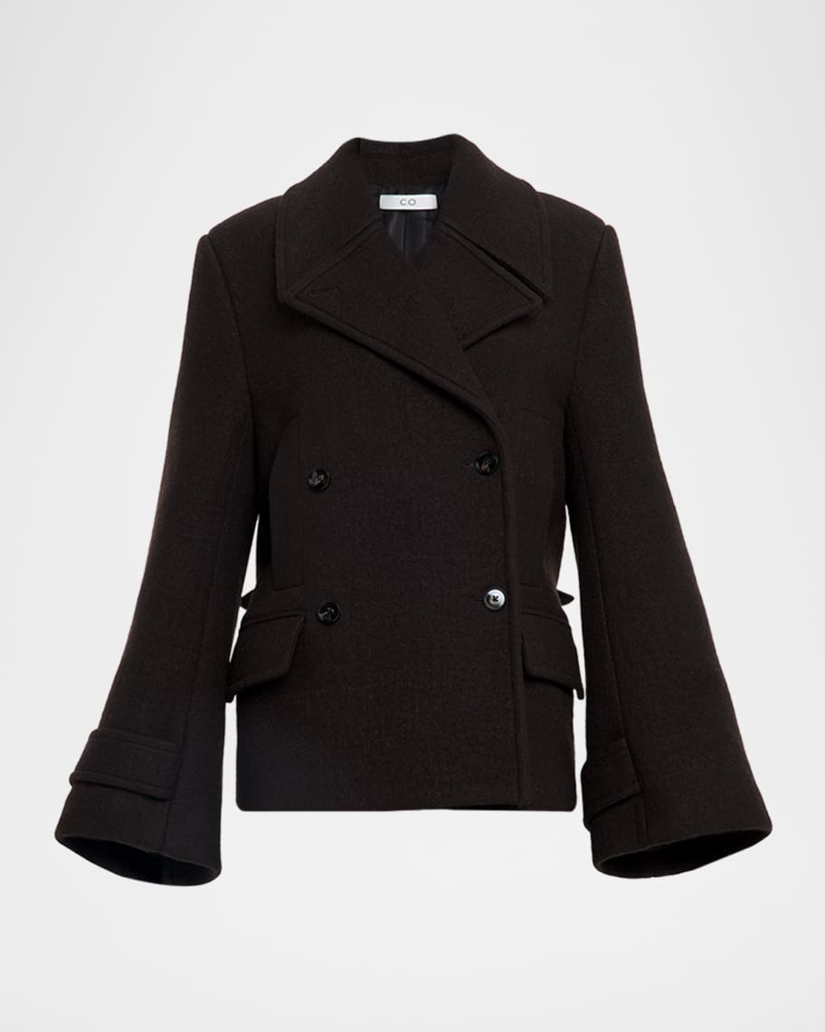 Co Flare-Sleeve Double-Breasted Short Peacoat | Neiman Marcus