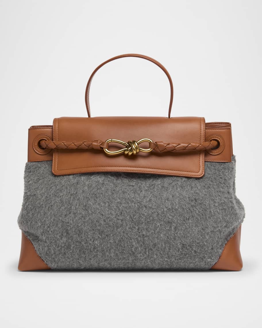 Bottega Veneta Ciao Ciao Medium Felt & Leather Top-Handle Bag