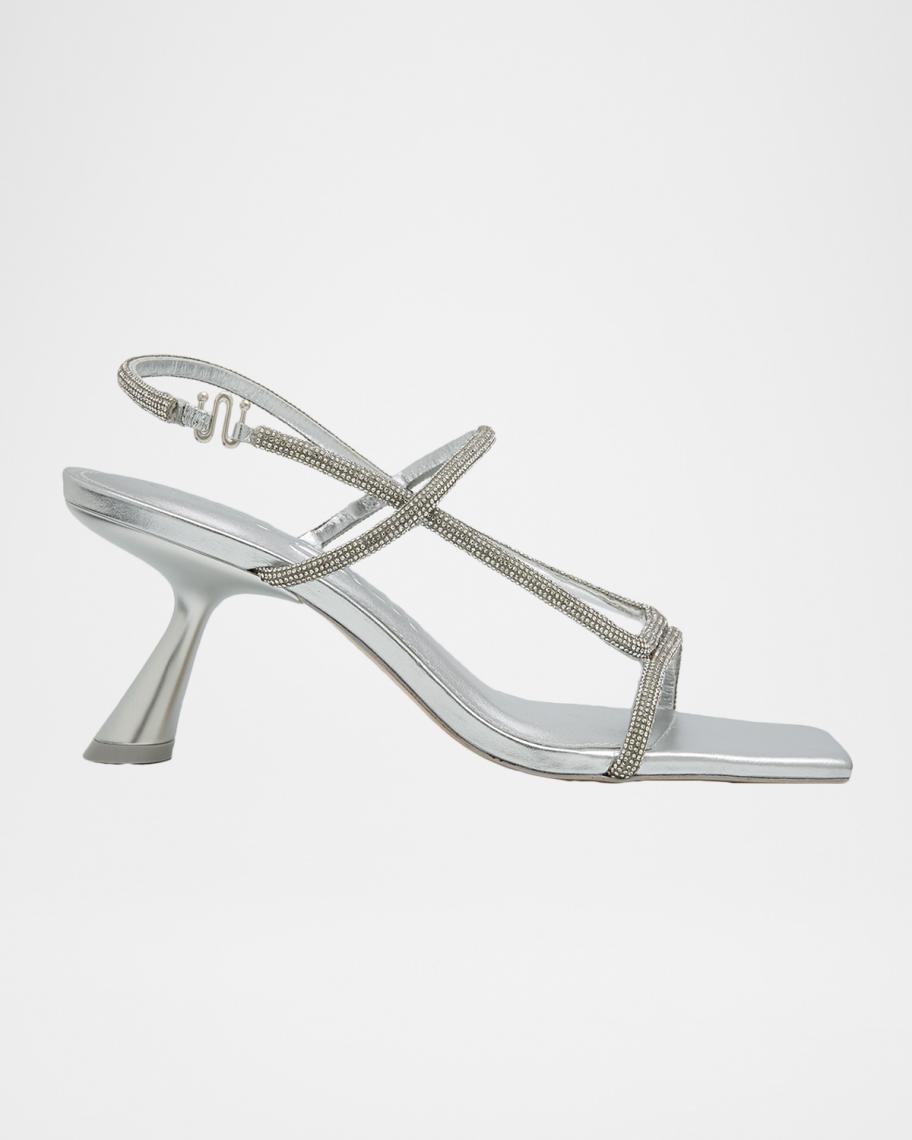 Cult Gaia Reina Rhinestone Metallic Leather Sandals | Neiman Marcus