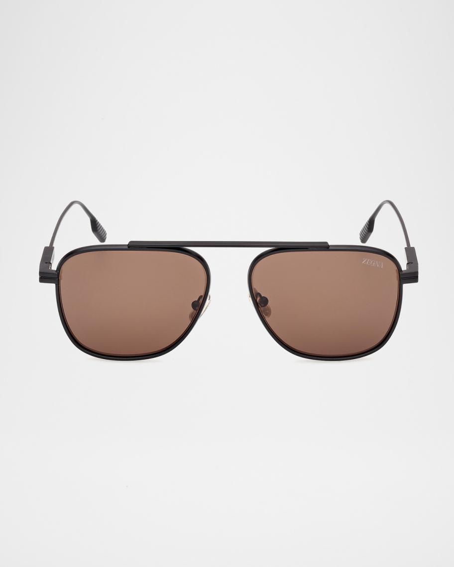 ZEGNA ORIZZONTE I アセテート&メタル サングラス ZEGNA Orizzonte I Metal Navigator Sunglasses | Neiman Marcus
