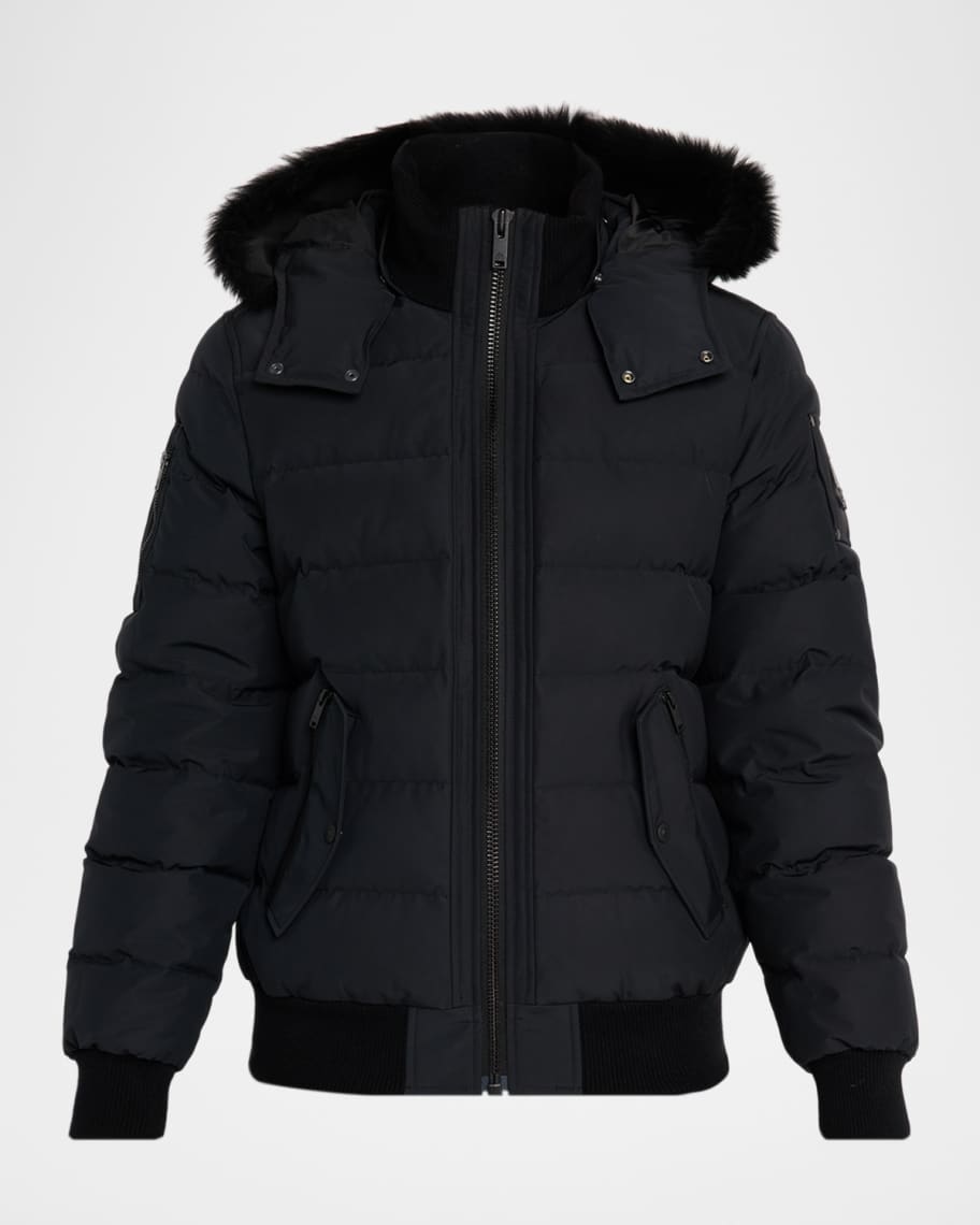 Moose Knuckles Men's Onyx Scotchtown Shearling-Trim Bomber Jacket