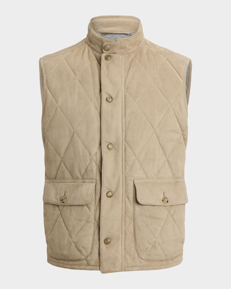Ralph Lauren Purple Label Men's Carleton Quilted Suede Vest