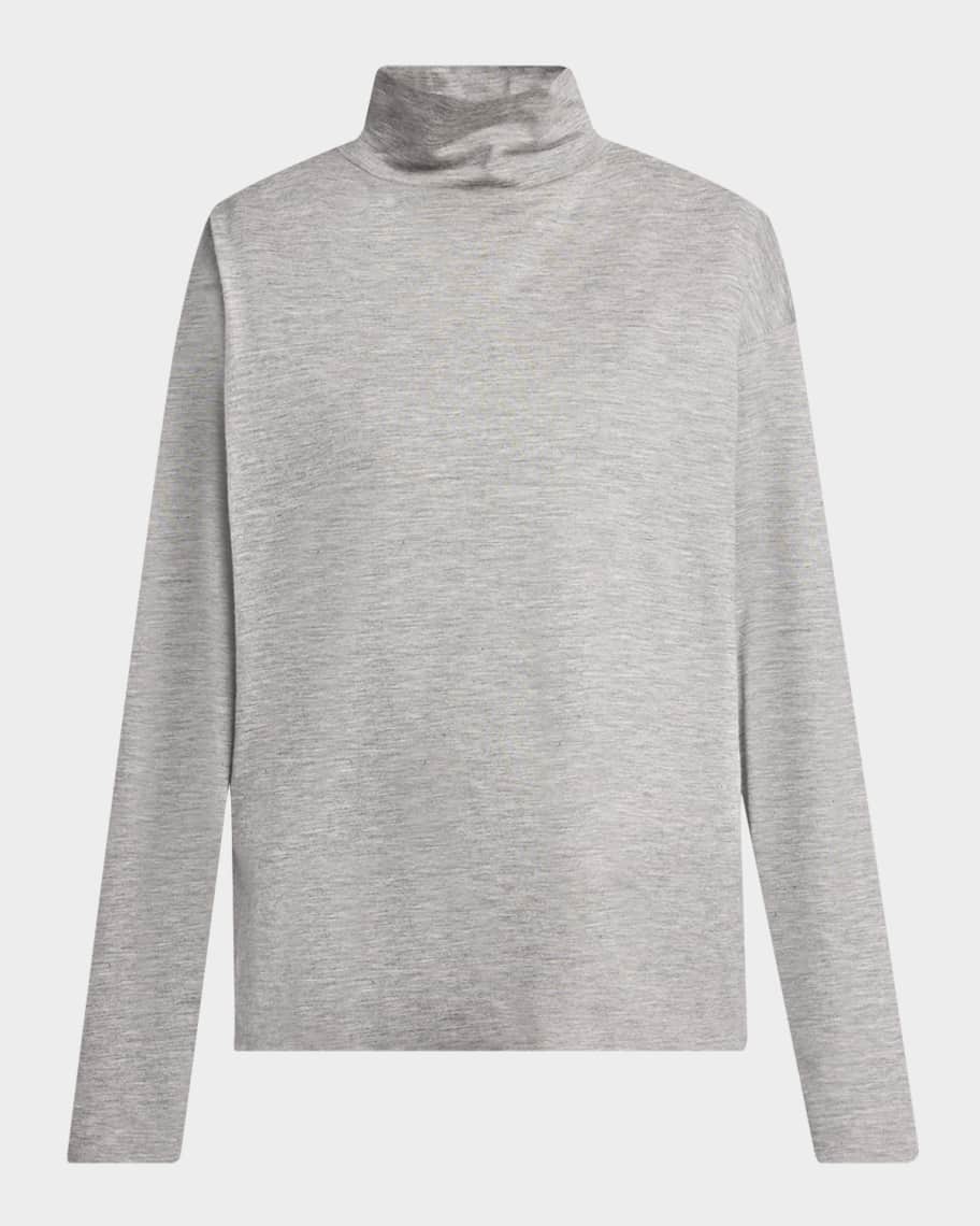 THE ROW Anapolis Turtleneck Cashmere Jersey Long-Sleeve Top