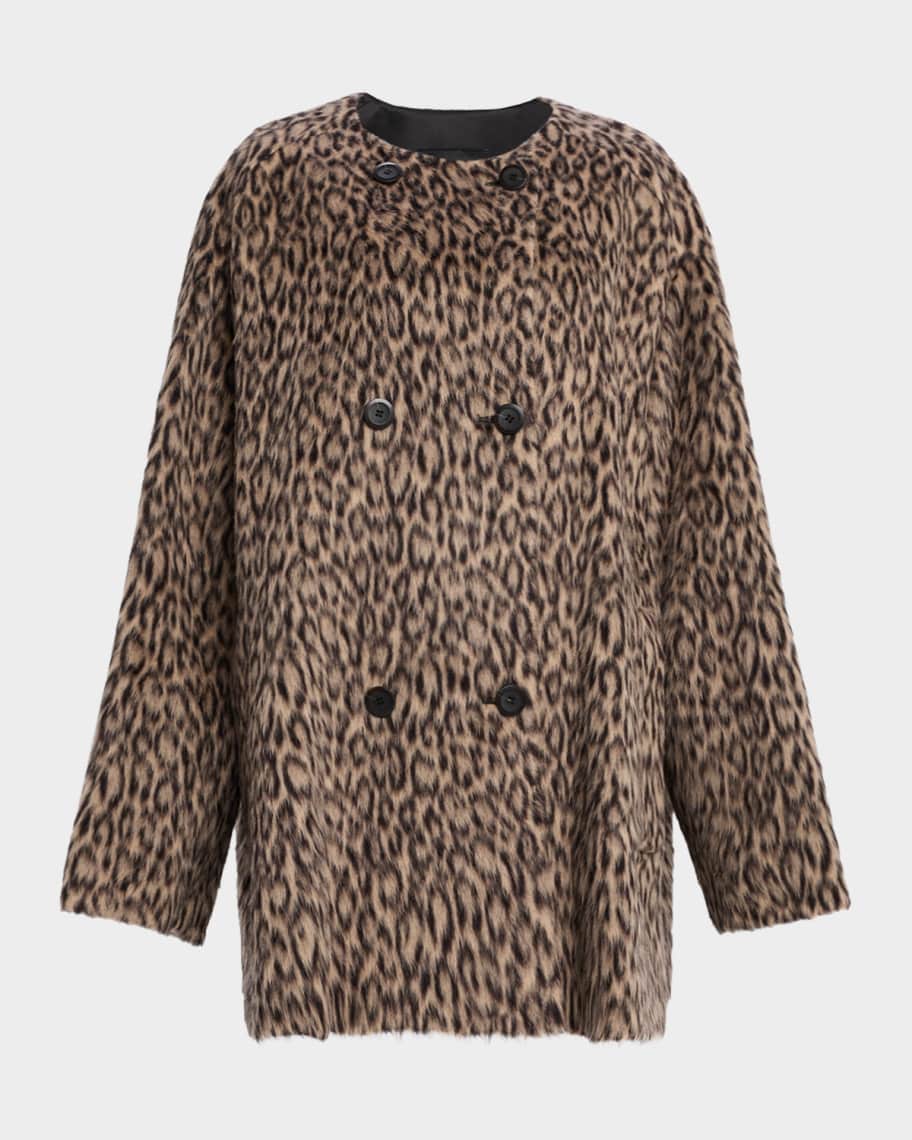 ARMANI COLLEZIONI トップス ヒョウ柄 ベロア Y2K シルク Emporio Armani Fuzzy Leopard-Print Peacoat | Neiman Marcus
