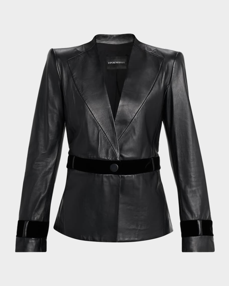 Emporio Armani Single-Button Leather Jacket | Neiman Marcus