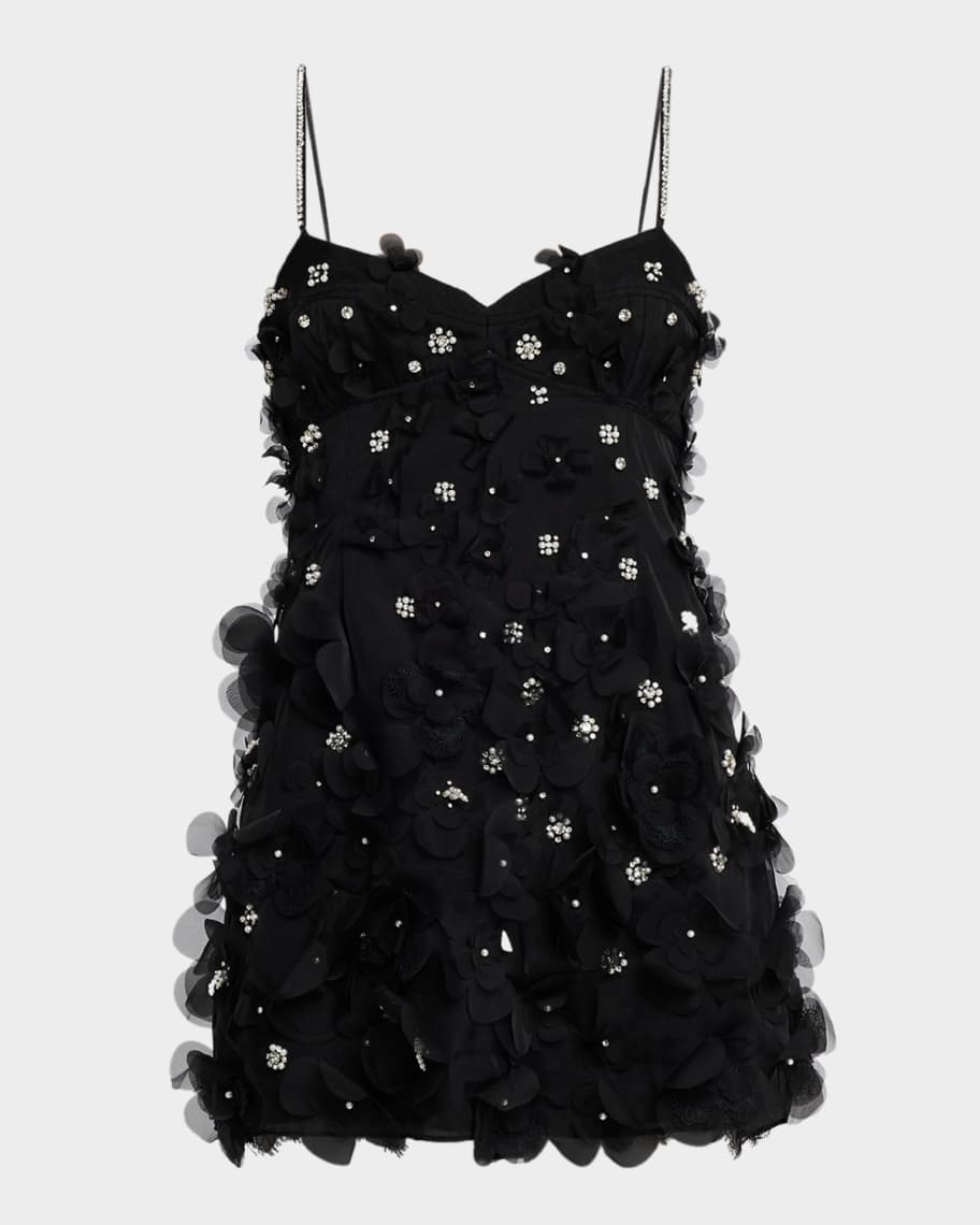 open lace back dress Ambessa Embellished Organza Mini Dress Black / 10