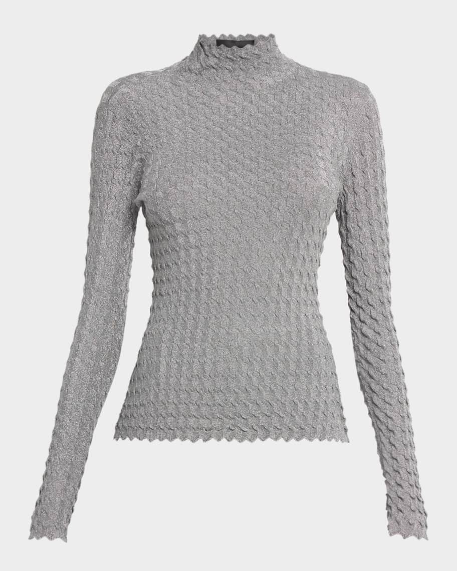 Emporio Armani Mock-Neck Textured Shimmer Knit Sweater | Neiman Marcus