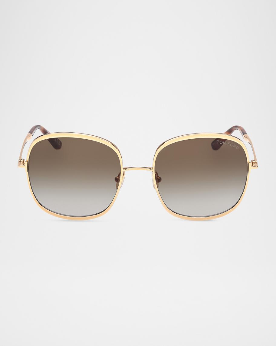 TOM FORD Sofia 57mm Metal Round Sunglasses | Neiman Marcus display picture 3