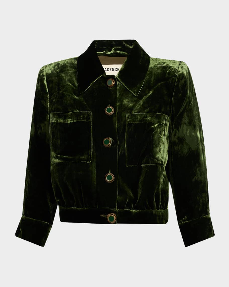L'Agence Jia Cropped Velvet Jacket | Neiman Marcus