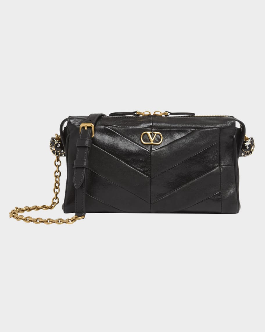 Valentino Garavani Small Chevron Patchwork Leather Shoulder Bag