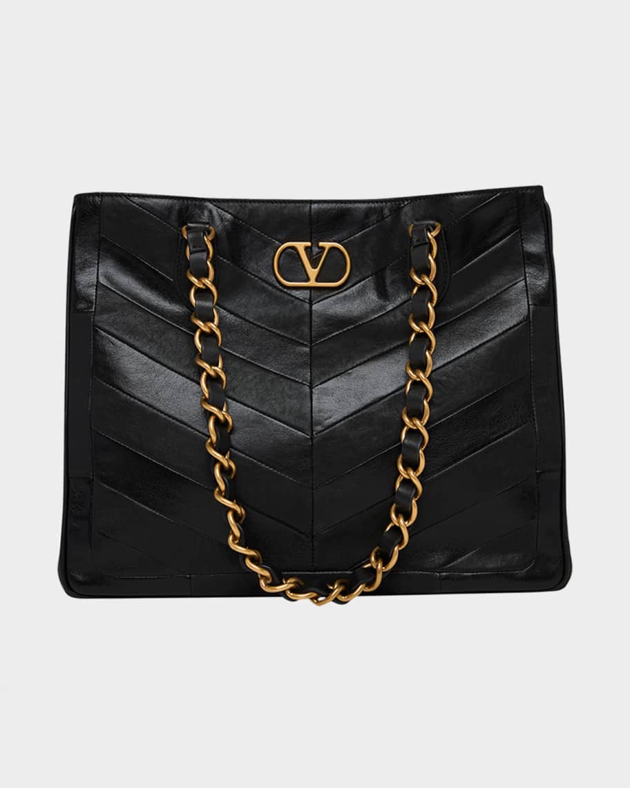 Valentino Garavani Chevron Patchwork Nappa Leather Tote Bag